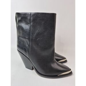Isabel Marant Women's Black Ladel Leather Wedge Boots Size 38